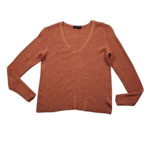 Eileen Fisher Open Knit Tencell Lyocell Merino Wool Top Womens Small Pumpkin